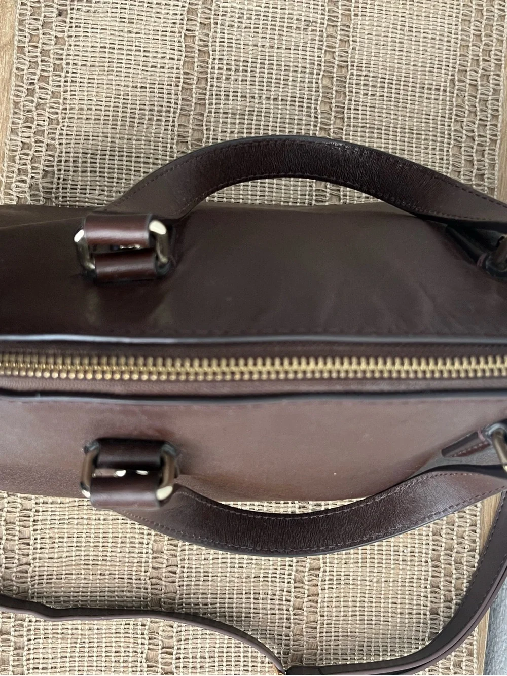 Kate Spade Reiley Mahogany Brown Leather Dome Satchel w/crossbody strap
